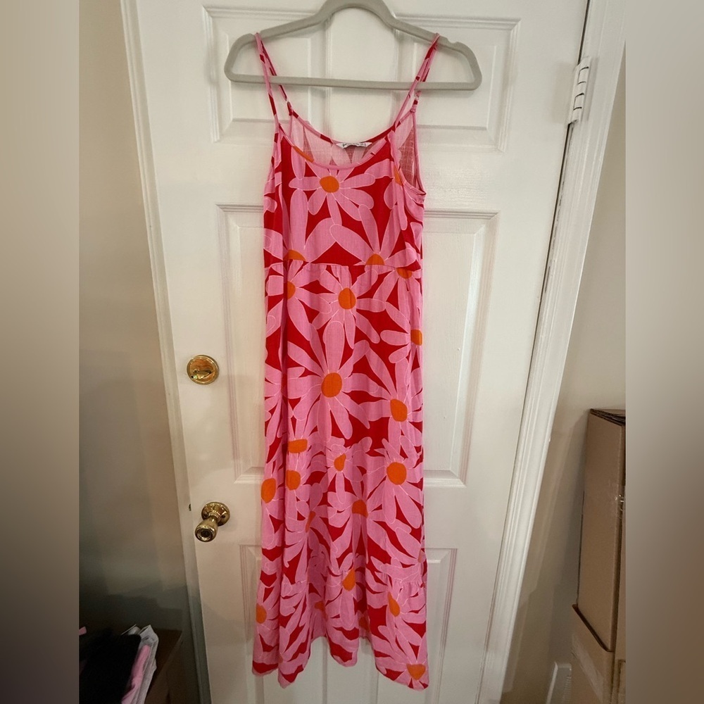 Stradivarius Vibrant Pink and Red Floral Dress